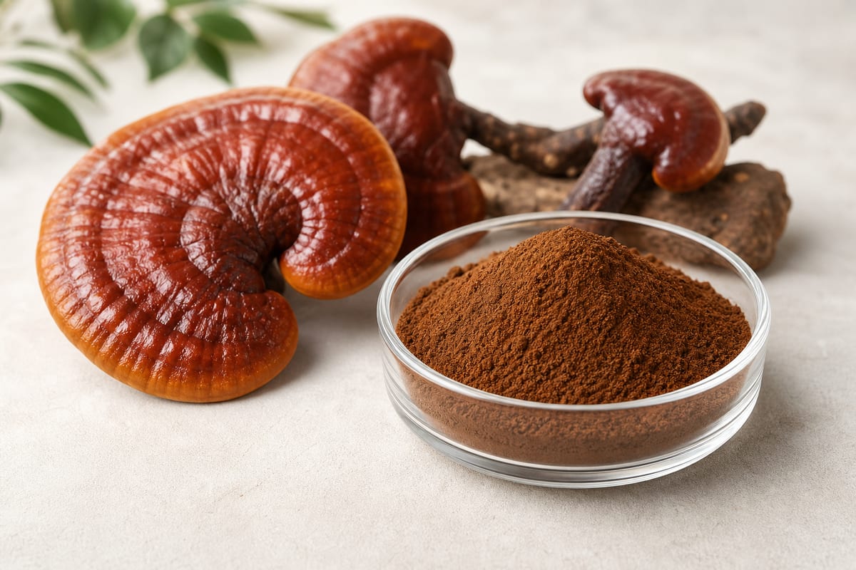 Reishi mushroom extract powder and mushroom material for supplier review